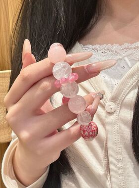 彩色糖果天然多宝手串女粉水晶