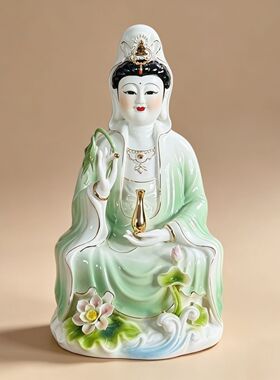 新款多色可选不褪色陶瓷观音菩萨像南海观世音像家用摆件无甲醇