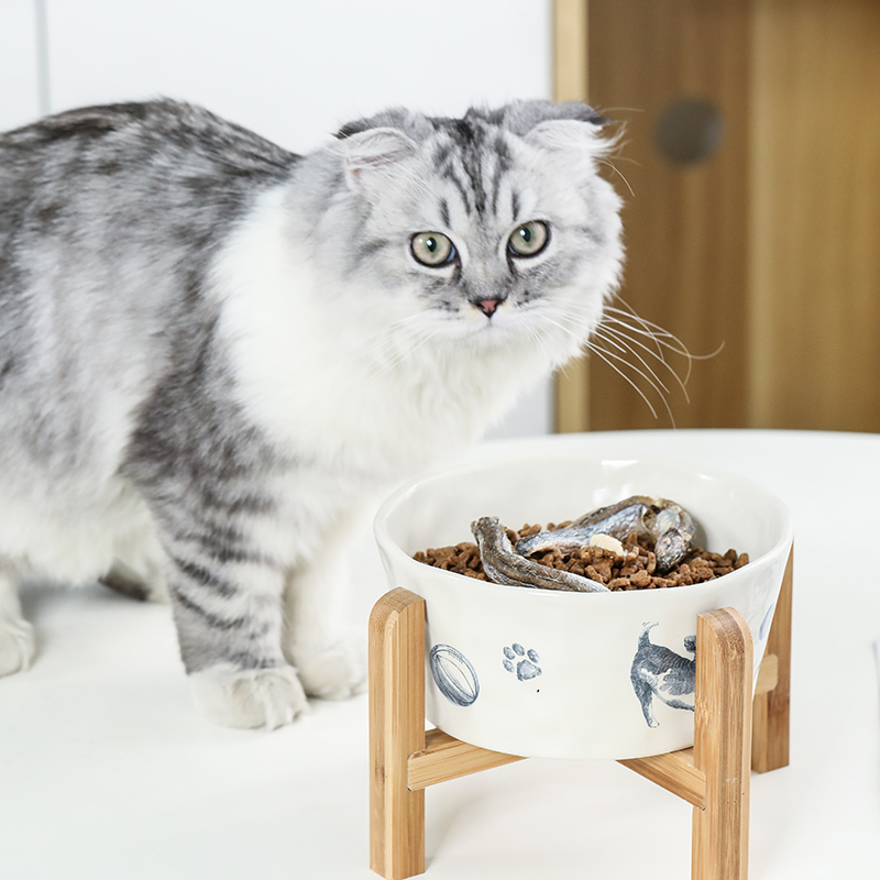 狗碗陶瓷护颈椎大号狗食盆大型犬餐具饮水碗猫碗架子狗饭碗猫餐桌 - 图1