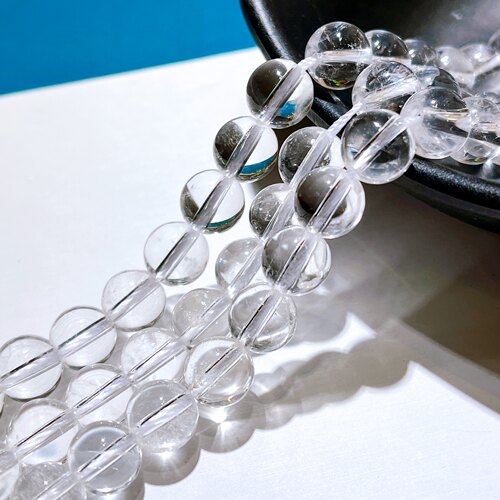 天然白水晶半成品 DIY手工饰品配件 串珠散珠天然水晶饰品 - 图0