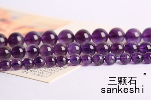 DIY手工手链饰品配件材料 3A级天然乌拉圭紫水晶散珠子 4-12MM - 图0