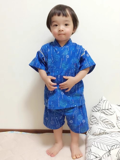 外贸男童纯棉甚平套装和服浴衣日系和风家居服睡衣汗蒸服夏日烟火