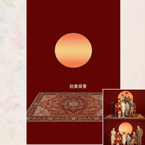 Full Home Fuxin Chinese Spring Festival Red Background Bone family of six background paper qipao ancient clothes Full family Fufu Background