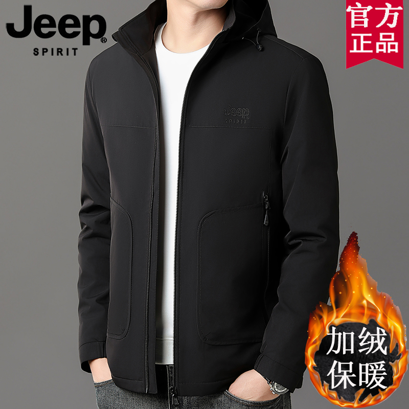 JEEP官方正品新款秋冬男士外套潮流时尚棉服连帽加绒加厚保暖棉袄-图2