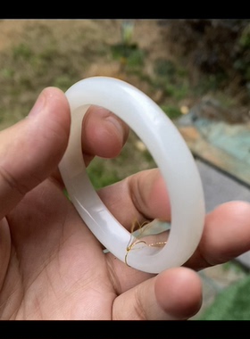 正品新疆和田玉籽料 小圈口贵妃手镯 一级白 51mm全国复检带证书