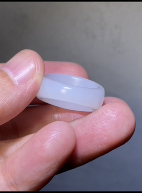 高品新疆和田玉籽料 面包戒 一级正白 油性脂粉好 玉种老糯 17mm