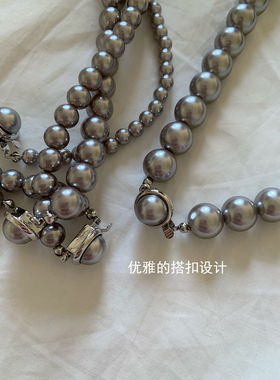 韩国进口ins风气质灰色珍珠项链
