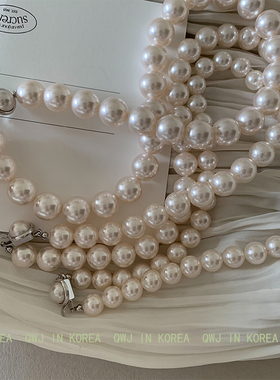 韩国进口feve同款法式大颗粒珍珠项链ins网红博主明星串珠颈链