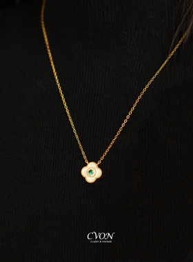 CVON四叶草项链女天然贝母高级感轻奢设计幸运锁骨链颈链