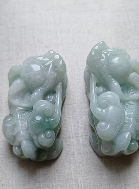 翡翠貔貅吊坠挂件糯种如意送红绳附带证书男女生日礼物一物一图