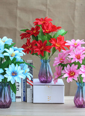 仿真花玫瑰百合假花桃花防真向日葵客厅桌面装饰花餐桌塑料花干花