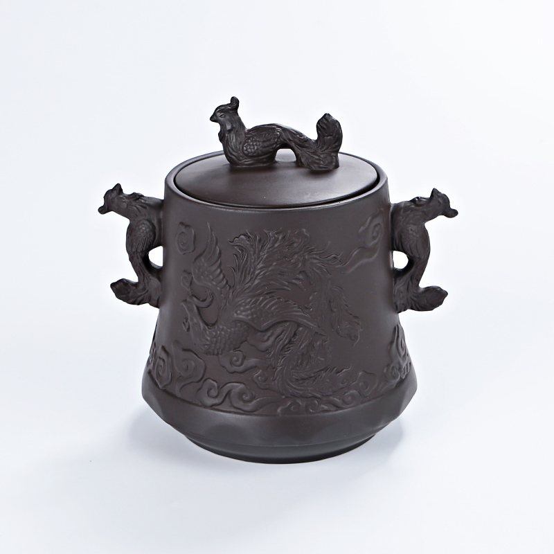 宜兴紫砂茶叶罐陶瓷中号大号家用手工密封存储醒茶罐普洱茶器包邮