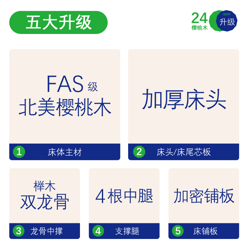 和年美家经典美式乡村全实木床主卧家具简约双人大床白蜡木整板床