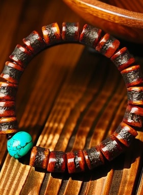 藏式牦牛骨老灵骨嘎嘎手串手链饰品文玩民族风男女款桶珠国风手串