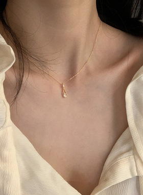 「千亿少女」法式精致锆石水滴超仙项链女学生锁骨链女ins冷淡风