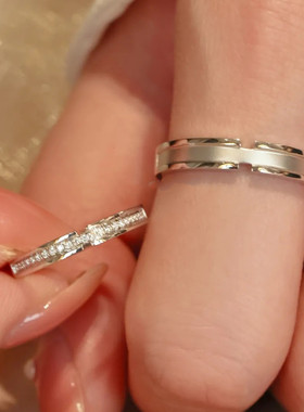 蒹葭与白露满钻小众设计开口戒指