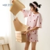 An Zi với Bộ đồ ngủ ngắn tay dâu tây Phụ nữ mùa hè ngọt ngào dễ thương Cotton Nightdress Girl Home Service Set Kích thước lớn - Nam giới