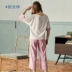 An Chi với bộ đồ ngủ thời trang nữ mùa hè cotton ngắn tay hai dây hai mảnh ngọt ngào phiên bản Hàn Quốc của dịch vụ đồ rời - Bộ Pajama