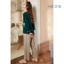 An Chi với bộ đồ ngủ mới mùa xuân cotton hoạt hình dễ thương bảy điểm quần dài tay sọc lỏng lẻo phù hợp với dịch vụ nhà - Bộ Pajama bộ lụa mặc nhà Bộ Pajama