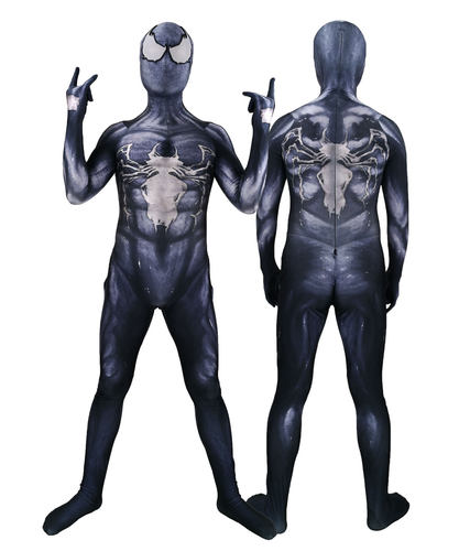 成人儿童男款动漫电影毒液蜘蛛侠连体紧身衣Symbiote Cosplay套装 - 图2