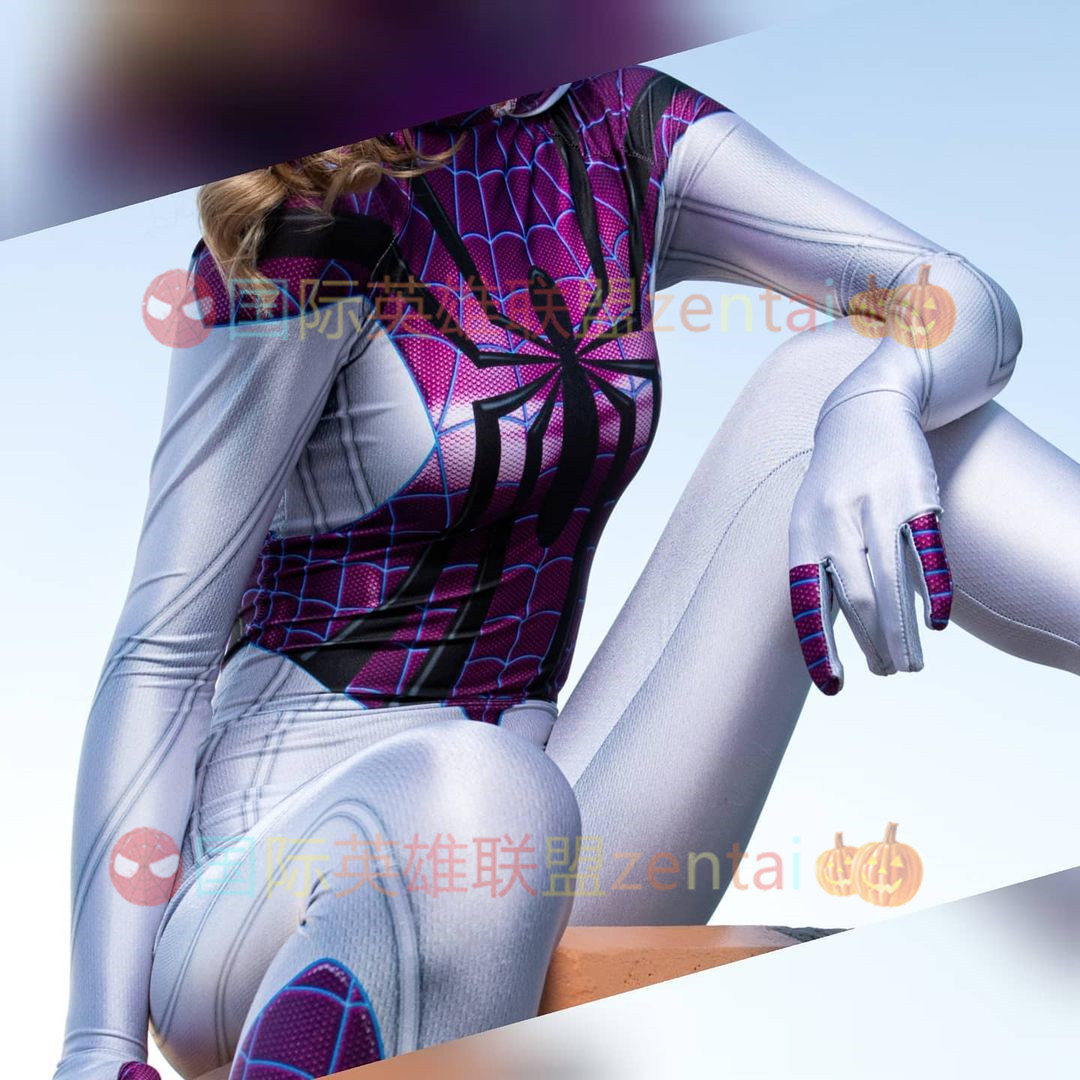 女款格温史黛西蜘蛛侠连体紧身衣毒液Gwen Spiderman Cos服无头套 - 图1