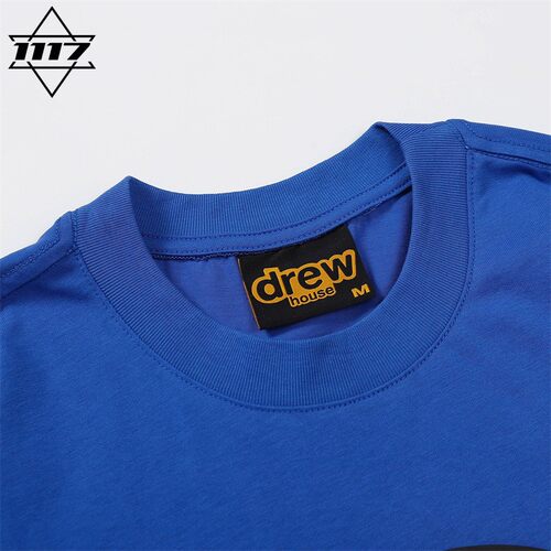 正品drew短袖克莱因蓝笑脸t恤男女情侣潮牌纯棉圆领半袖上衣春夏 - 图1