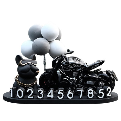 经典法斗狗汽车临时停车号码牌车载立体数字挪车电话牌车内饰摆件 - 图3