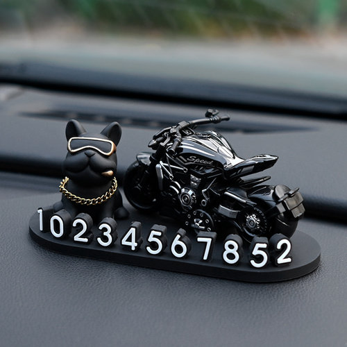 经典法斗狗汽车临时停车号码牌车载立体数字挪车电话牌车内饰摆件 - 图2