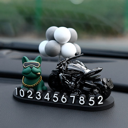 经典法斗狗汽车临时停车号码牌车载立体数字挪车电话牌车内饰摆件 - 图1