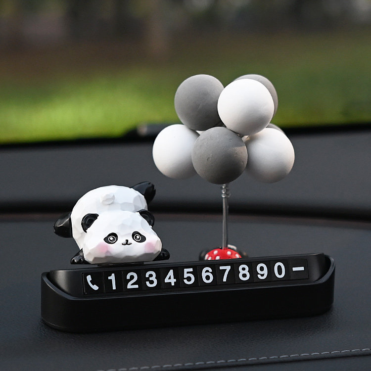 胖哒熊猫车载隐藏式挪车电话牌汽车临时停车号码牌车内饰用品摆件,淘宝优惠券,粉丝福利购,淘宝优惠卷
