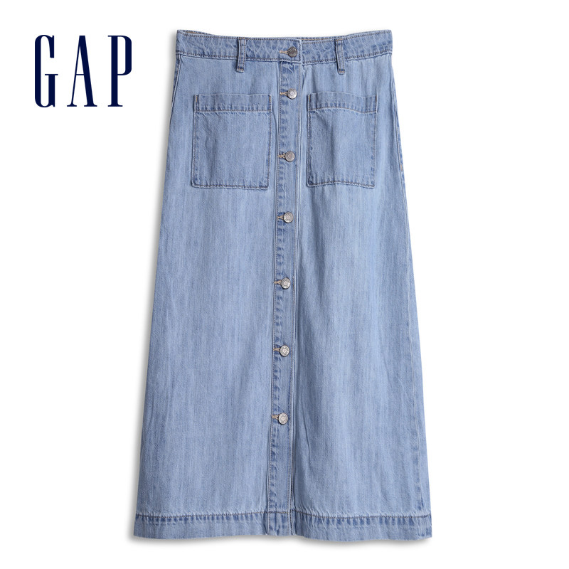 gap浅色水洗复古纯棉牛仔半身裙 Gap半身裙