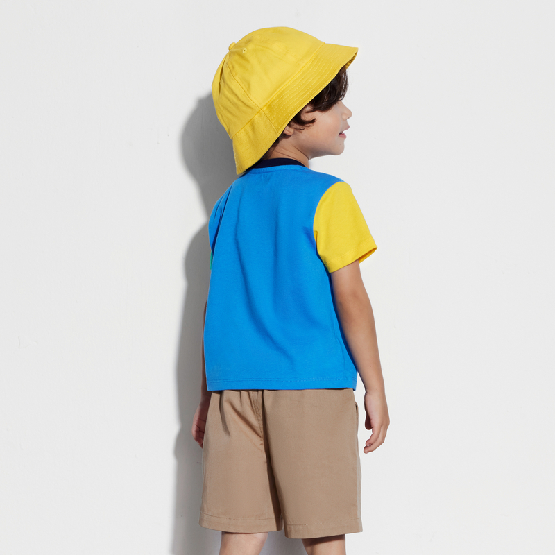 Gap男幼童2024夏季新款纯棉小熊logo撞色短袖T恤儿童装上衣465360-图1