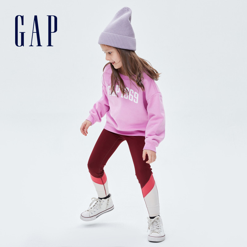 gap女童logo碳素软磨抓绒春季卫衣 Gap卫衣/绒衫