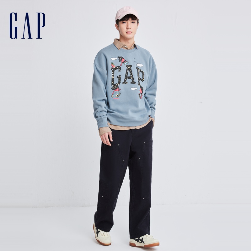 【GAP x JEREMY VILLE联名】男女同款宽松抓绒卫衣情侣上衣841319-图0