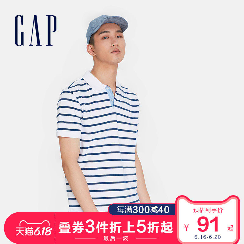 gap男装条纹设计短袖夏季男polo衫 GapPolo衫