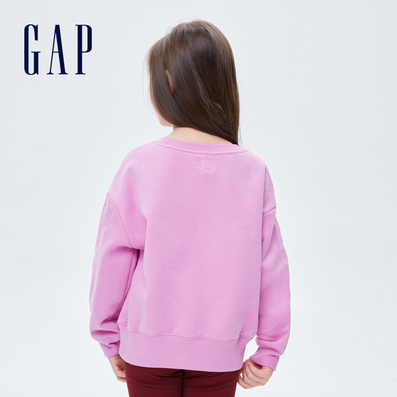 gap女童logo碳素软磨抓绒春季卫衣 Gap卫衣/绒衫