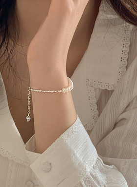 巷南纯银珍珠手链小众设计手镯女