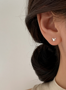 巷南999纯银蝴蝶耳钉养耳洞耳环
