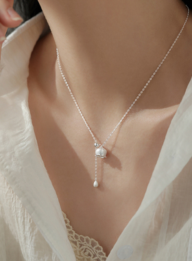 巷南999纯银铃兰花项链小众轻奢