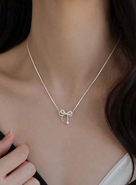 巷南999纯银蝴蝶结项链轻奢高级