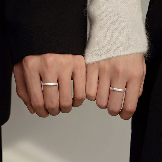 Lane South 999 sterling silver love letter couple pair ring