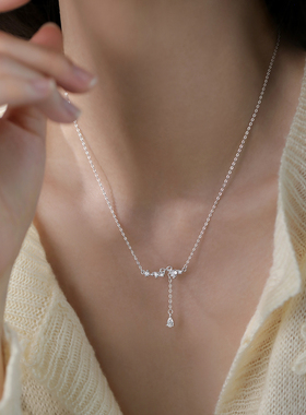 巷南999纯银蝴蝶结项链锁骨链