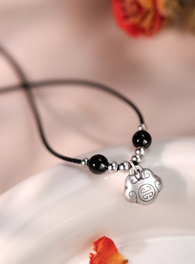 巷南999纯银平安锁项链