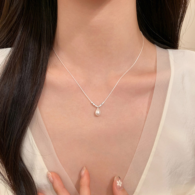 Xiangnan 925 sterling silver natural pearl necklace broken silver for women