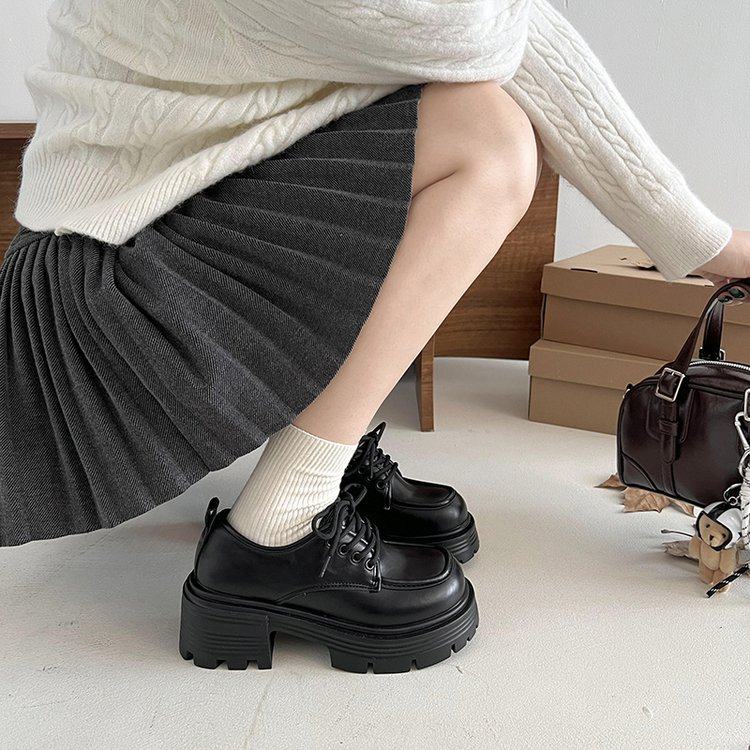 加绒小皮鞋女2025冬季新款百搭鞋子英伦风厚底增高乐福鞋大码女鞋,淘宝优惠券,粉丝福利购,淘宝优惠卷
