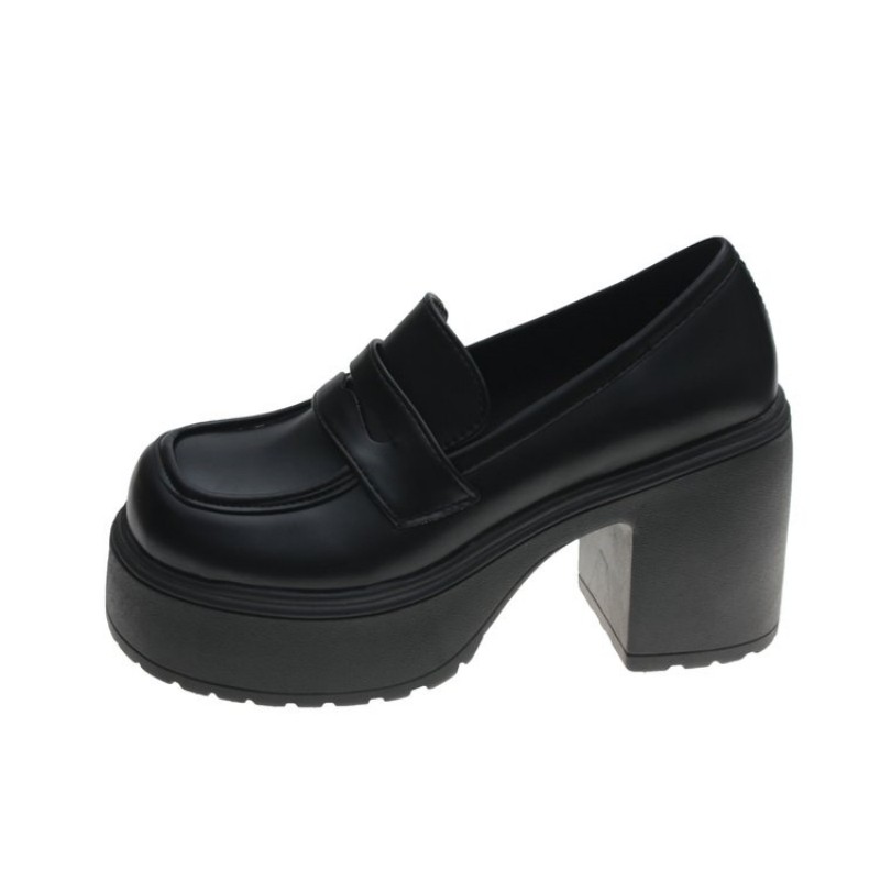 超厚底乐福鞋女玛丽珍小个子女鞋增高防水台粗跟高跟鞋复古jk皮鞋,淘宝优惠券,粉丝福利购,淘宝优惠卷