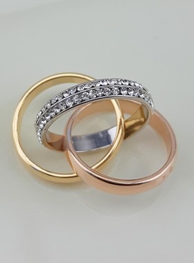 欧美风镀金精工锆石戒指