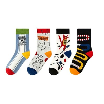 【新品】儿童袜子春秋新款卡通涂鸦男童春秋季男孩宝宝学生潮袜