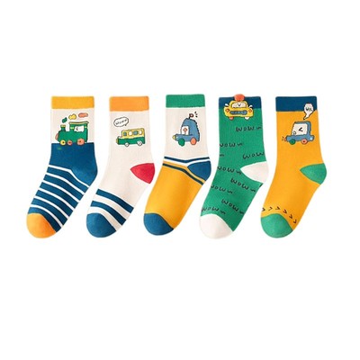 10双儿童袜子男童春秋卡通动漫秋冬中筒中大童学生透气宝宝袜