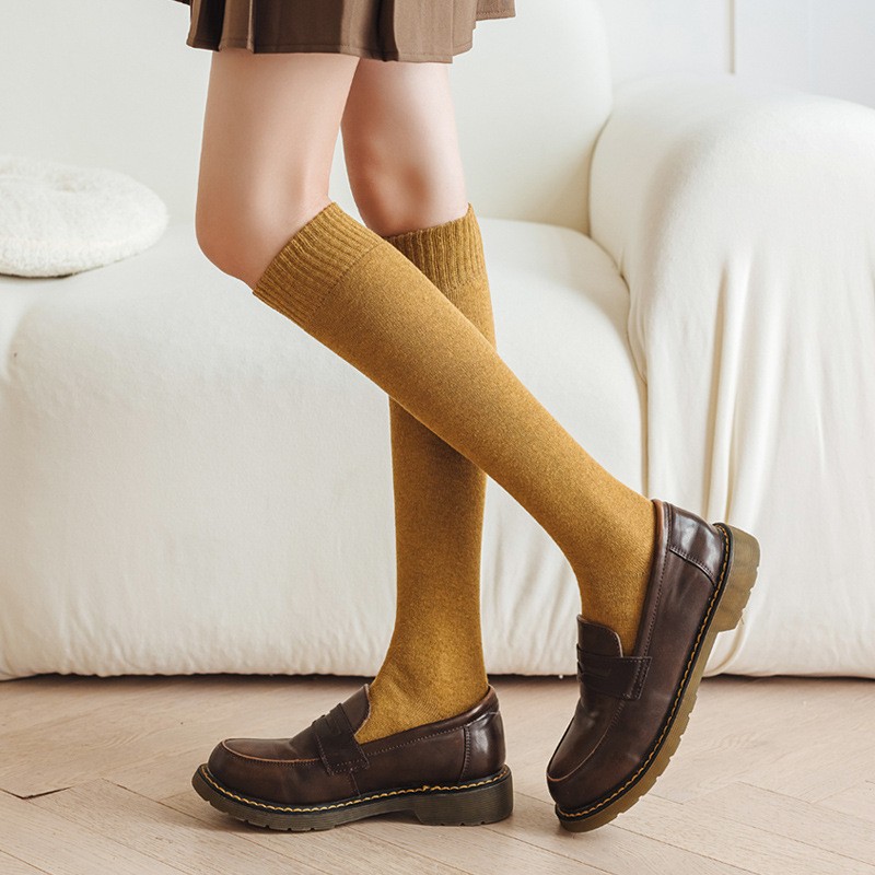 3双！小腿袜毛圈子女秋冬季加厚保暖长筒袜